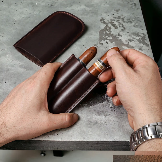 Quarles Leather Cigar Holder - Brown